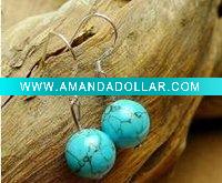 Wholesale 2011 fashion natural turquoise earring 10mm handmade new BS029