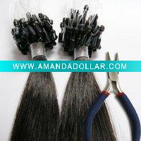 Wholesale Chinese REMY mirco loop ring hair extension and extension tool in stock