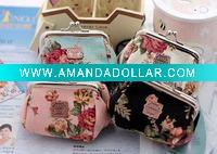 Wholesale superior lovely classic rose painting women coin purse LQB1411T