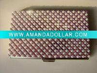 crystal and pearl business card holder