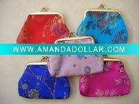 Silk coin purse with metal frame closure