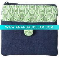 linen coin purse with contrast colour matching