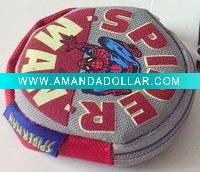 Wholesale kids 600D round shape coin purse with zipper