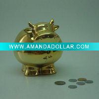 electroplated cow shape saving bank
