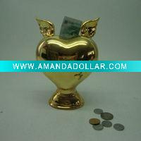 Wholesale electroplated heart-shape saving bank