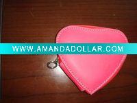 Wholesale New design elegant waterrmelon pu heart shape coin pouch speical for ladies