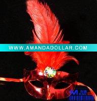 Wholesale Red Ostrich Feather Cardin Masks, Party Masks, Halloween Masks, Free Shipping & Wholesales