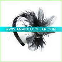 Wholesale gauze flower headband with feather