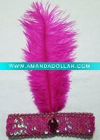 ostrich feather with sequin headbead PFU-9927