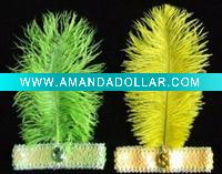 ostrich feather with sequin headbead PFU-9922