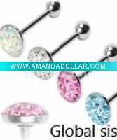 Toung Ring Zircon Crystal Ferido Body Piercing