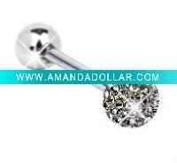 Wholesale 360 Ferido Crystal Tongue Rings with Clear,Tongue Body Jewelry