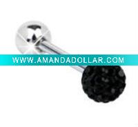 Wholesale 360 Ferido Crystal Tongue Rings with Clear,Tongue Body Jewelry