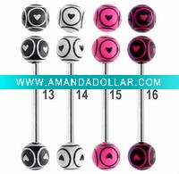 Wholesale UV Reactive Tongue Rings > Celestial Tongue Rings - Heart