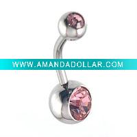 Double Gem Belly Ring,Basic Body Jewelry