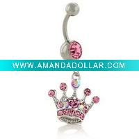 Wholesale Tiara Body Jewelry, Rhinestone Belly Ring