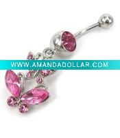 Wholesale Butterfly Body Jewelry, Rhinestone Belly Ring