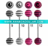 Wholesale UV Reactive Tongue Rings > Celestial Tongue Rings - Swirl