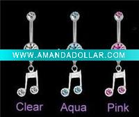 Dangling Body Jewelry, Note Belly Navel Ring