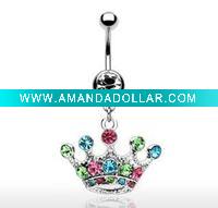 Tiara Dangling Belly Button Ring, Body Jewelry Navel Ring