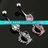 Wholesale Crown Belly Button Rings, Navel Body Jewelry