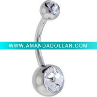 Double Gem Belly Navel Ring