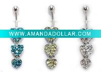 Wholesale Belly Ring Body Jewelry, Crystal Belly Ring, Dangling Navel Ring