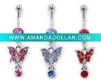 Wholesale Belly Ring Body Jewelry, Crystal Belly Ring, Dangling Navel Ring