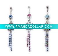 Wholesale Belly Ring Body Jewelry, Crystal Belly Ring, Dangling Navel Ring