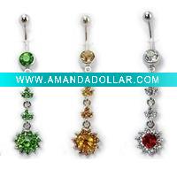 Wholesale Belly Ring Body Jewelry, Crystal Belly Ring, Dangling Navel Ring