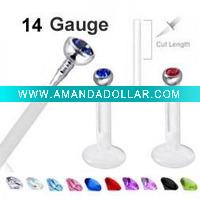 Wholesale Tragus / Helix / Cartilage Rings > Bioplast Push-In SS Gem Monroe / Labret / Tragus