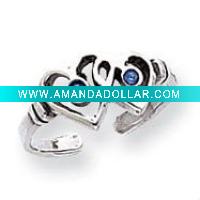 toe ring double heart