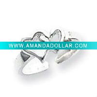 toe ring double heart