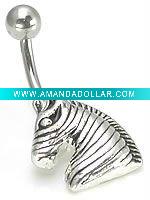 Wholesale fashion 316L stainless steel zebra head body piercing belly jewelry