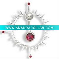 Wholesale fashion design 316L stainless steel with four diamonds body piercing belly jewelry