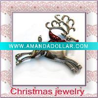Wholesale hot selling festival christmas deer alloy brooch jewelry gift