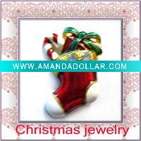 Wholesale hot selling festival enamel christmas shoe brooch jewelry gift