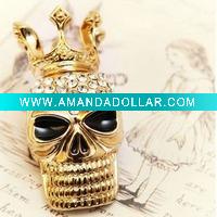 Wholesale New hot sale individual magnetic noble alloy crystal skull brooch