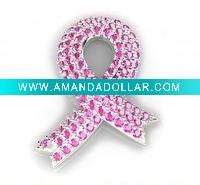 breast cancer brooch, pink ribbon jewelry