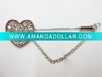 Wholesale heart garment decoration charm metal pin brooch