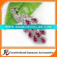 peacock rhinestone brooch