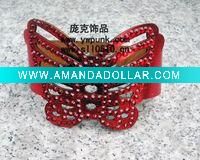 Wholesale PU Punk bracelet bangle with stones