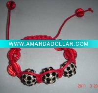 Wholesale crystal beads braided wax cord bracelet
