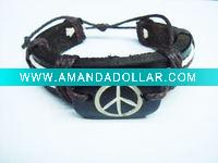 Wholesale peace leather bracelet fashion jewelry