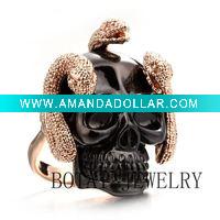 Skull and snake ring