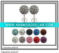 2011 fashion black cz crystal alloy ball stud earring 8mm
