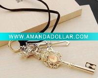 Graceful Golden Cross key Alloy Necklace