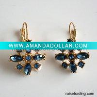 Rhinestone earrings sexy with 14K real gold plating