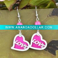 Wholesale pink earrings/heart-shaped jewelry/fashion earrings