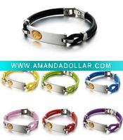 Fashion Rubber & Stainless Steel Men's Bracelet SBL203 size 20cm